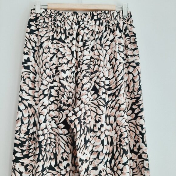 SKYE Pull-On Wide Split Leg Crop Ankle Pants Light Floral Feather Print Sz S - Picture 12 of 15